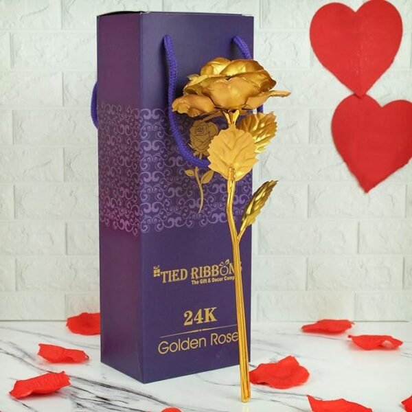 TIED RIBBONS 24k Gold Plated Artificial Rose Flower